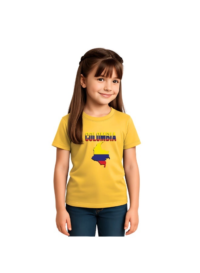 Colombia Kids Girls Tshirt - Round Neck Short Sleeve Cotton T-Shirt - Perfect for Young Colombian Explorer - Great Gift for Travelers - Image 3